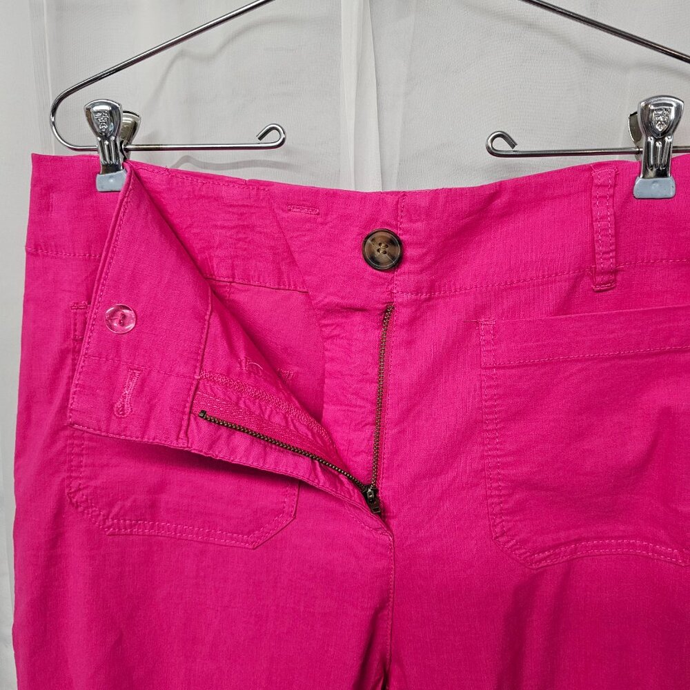 Nicole Miller Pink Cropped Pants Linen Blend Summer Beach Colorful 8 - Picture 4 of 9